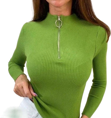 CRAMPLE Casual Solid Women Light Green Top