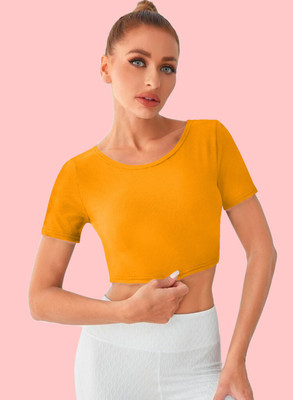 Dream Beauty Fashion Casual Solid Women Yellow Top