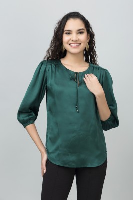 PURYS Casual Printed Women Dark Green Top