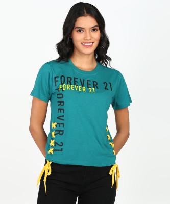 FOREVER 21 Casual Printed Women Green Top