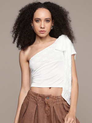 Roadster Casual Self Design Women White Top