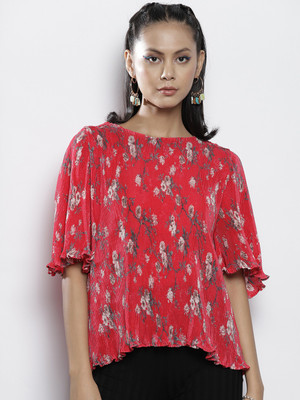 SASSAFRAS Casual Printed Women Red Top