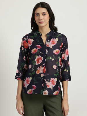 Fable Street Casual Floral Print Women Dark Blue, Pink Top