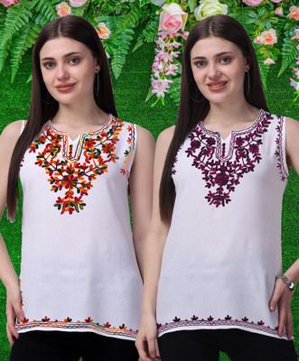 aakrushi Casual Embroidered Women Multicolor Top