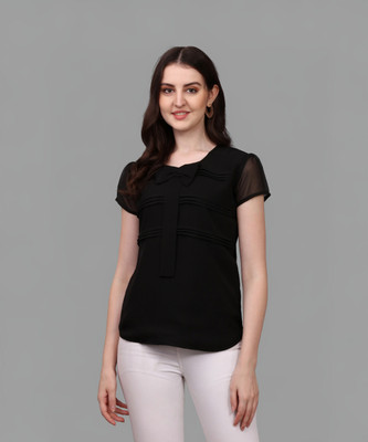 Kinjo Casual Solid Women Black Top