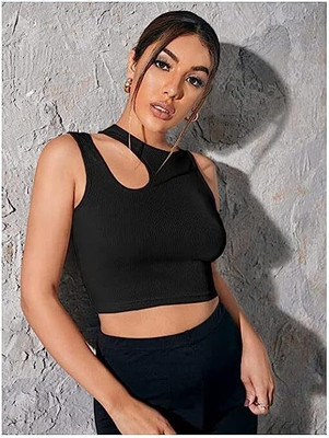 Uptownie Lite Casual Solid Women Black Top