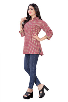 SHREE SHUBH ENTERPRISE Casual Printed, Ethnic Motifs, Floral Print Women Black Top