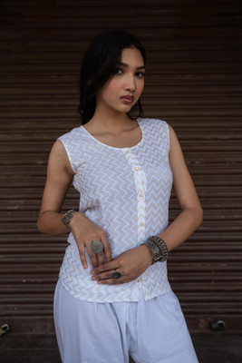 Koora Party Chevron/Zig Zag Women White Top