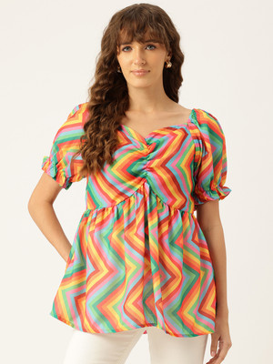 Feranoid Retail Casual Printed Women Multicolor Top