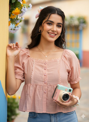 QUINTESSENTIALS Casual Solid Women Pink Top
