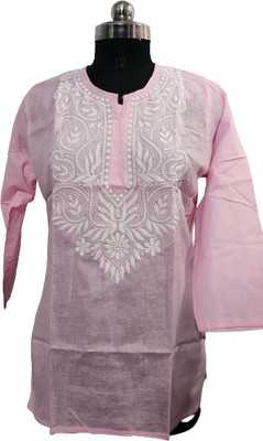 Quds Casual Embroidered Women Pink Top