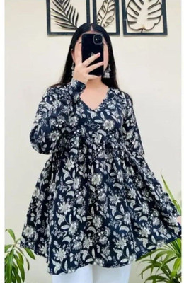 INDOVASTRA Casual Floral Print Women Black Top