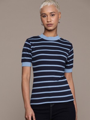 Roadster Casual Striped Women Blue Top