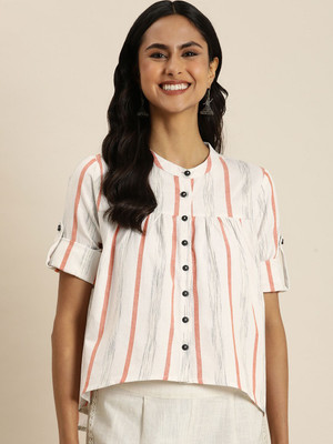 Taavi Casual Striped Women White Top