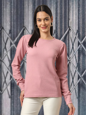 fithub Casual Solid Women Pink Top