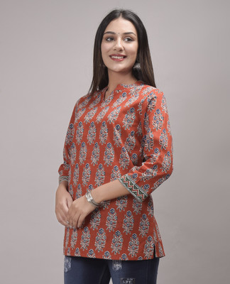 Divastri Women Printed Straight Kurta(Brown)