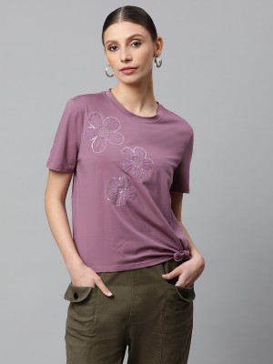 GLOBAL REPUBLIC Casual Embellished Women Purple Top