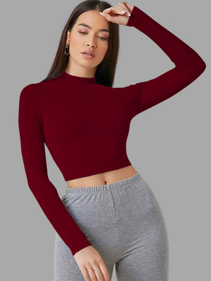 Kashonaa Casual Solid Women Maroon Top