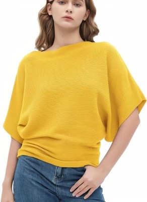 Rahi Trendz Party Solid Women Yellow Top