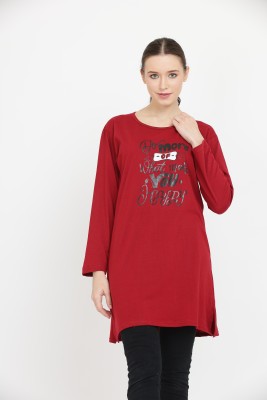 ILLUSTRIOUS Casual Printed Women Maroon Top