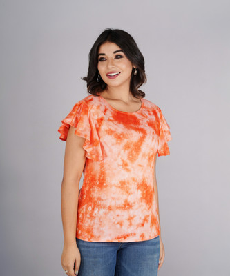 Bachuu Casual Tie & Dye Women Orange Top