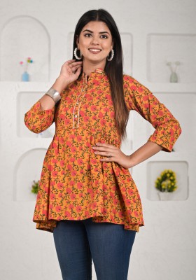 parth Casual Printed Women Yellow, Pink, Dark Green Top