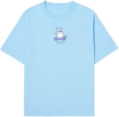 Bonkers Corner Printed Women Round Neck Blue T-Shirt