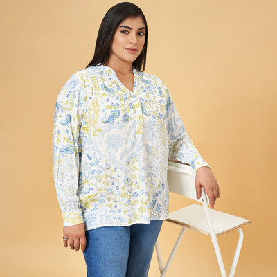 Honey Curvytude by Pantaloons Casual Printed Women White Top