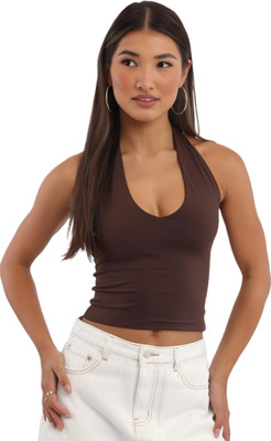 SIGHTBOMB Party Solid Women Brown Top