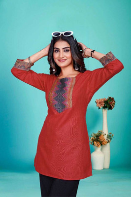 ROOP LAVANYA Casual Solid Women Red Top
