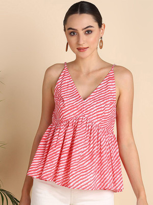 Mast & Harbour Casual Printed Women Pink, White Top