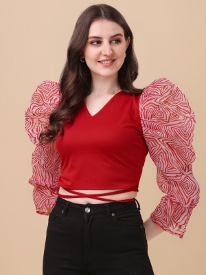 The Queens Walk Casual Printed Women Red, Pink Top