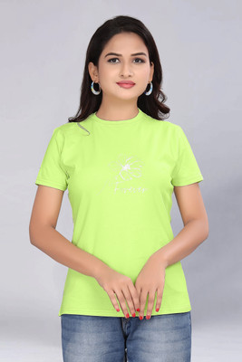 CRYSTON Casual Embroidered Women Light Green Top