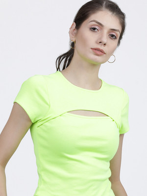 Tokyo Talkies Casual Solid Women Green Top