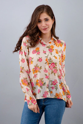 Azzurra Casual Floral Print Women White Top