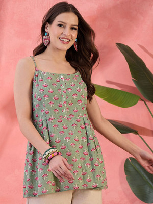 Sangria Casual Printed Women Green Top