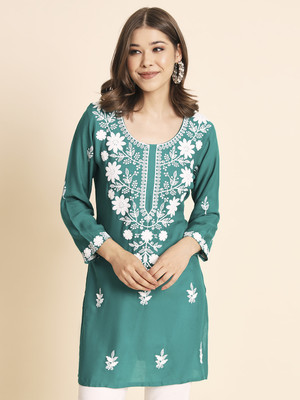 vairagee Casual Embroidered Women Light Blue Top