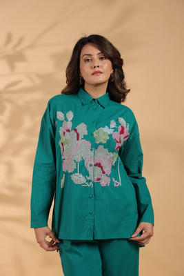 STIL O STITCH Party Embroidered Women Green Top