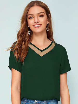 CORSICA Casual Solid Women Blue Top