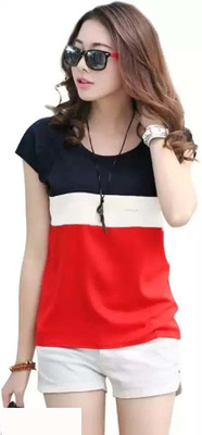 FabryKa Casual Color Block Women Red, Blue Top
