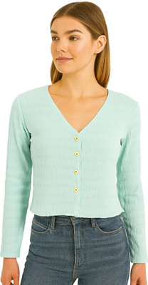 Icw Casual Self Design Women Purple Top