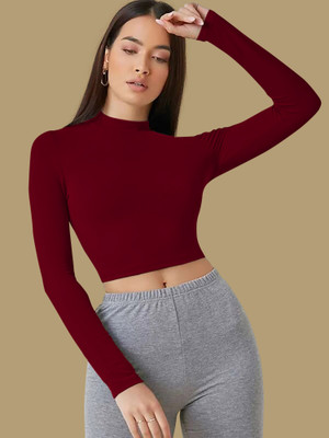 Maheshvi Casual Solid Women Maroon Top