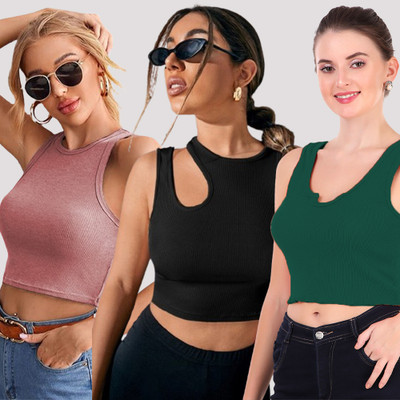 KIK33 Casual Solid Women Multicolor Top