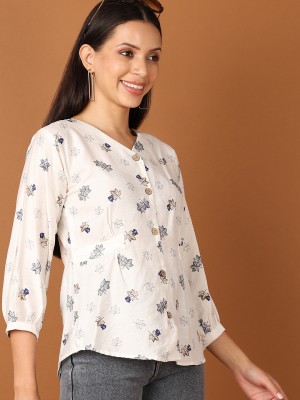 V-MART Casual Printed Women White Top