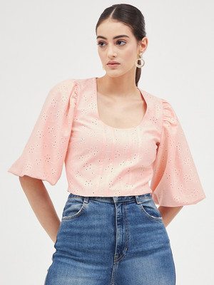 HARPA Casual Self Design Women Pink Top