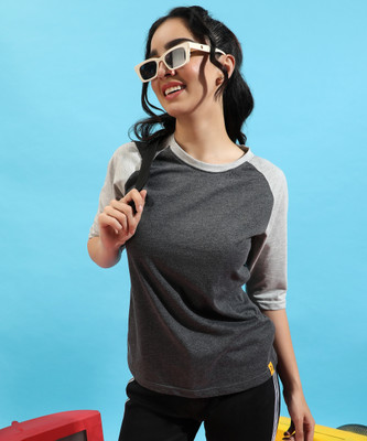CAMPUS SUTRA Casual Color Block Women Grey Top