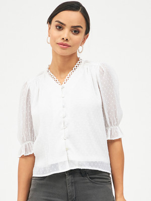 HARPA Casual Self Design Women White Top