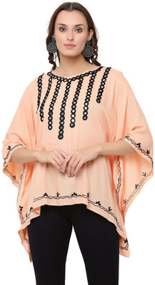 SAAKAA Casual Solid Women Beige Top
