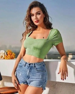 Sovi fashion Casual Solid Women Light Green Top