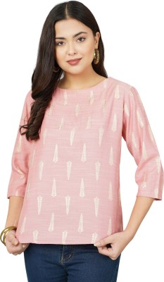 ANUSHIL Casual Printed Women Pink Top